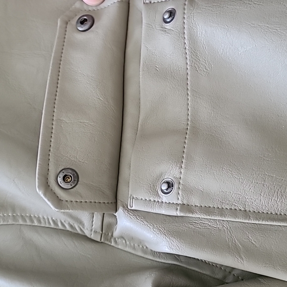 Faux leather belted Anorak jacket tan taupe Womens XXL - Picture 5 of 7